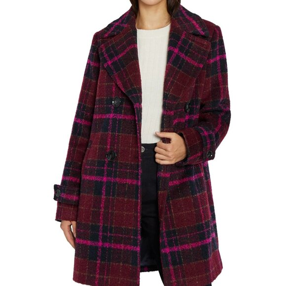 Sam Edelman Jackets & Blazers - Sam Edelman - Double Breasted Gorgeous Plaid Coat Curly Pink - Size XL